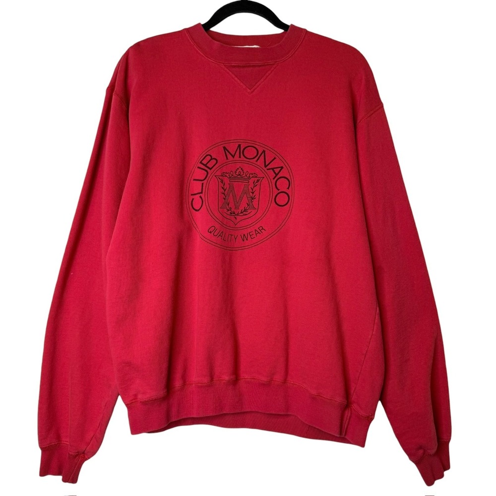 Vintage Club Monaco Heritage Crest Crewneck Sweater Red Canada 90s Y2K